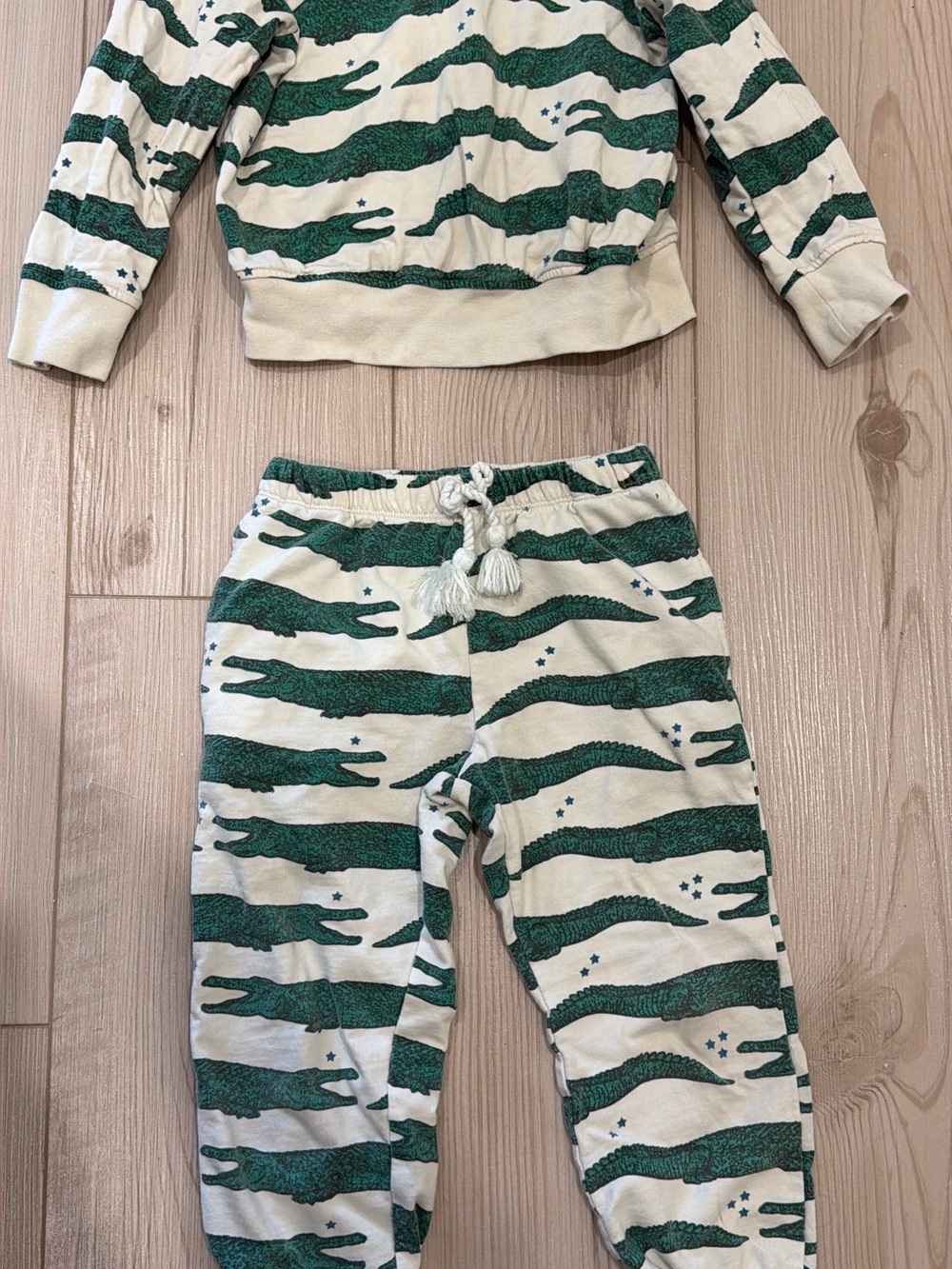 Pink Chicken Green & Cream Crocodile Print Kids Matching Set